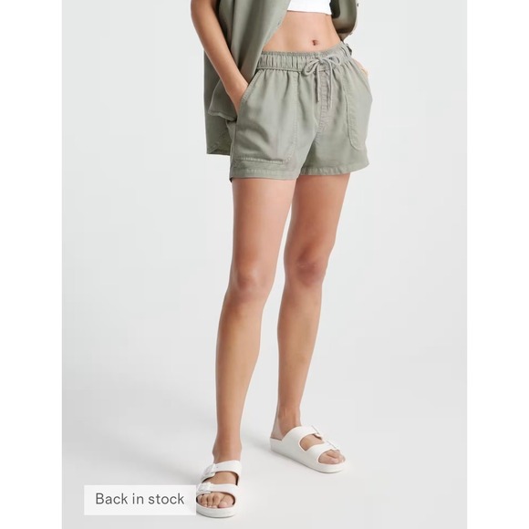 Quince Pants - Quince Women XS Tencel Lyocell Pull On Shorts Olive Green Elastic Waist SCP001